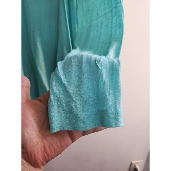 Jill Love Linen Blue Green 100% Linen Open Tunic Cardigan Sweater size Large - Picture 7 of 7